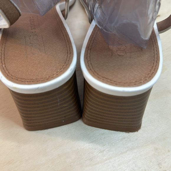 White ASOS Square Toe Ankle Strap Block Heel Sandals Size 7 - Picture 8 of 9